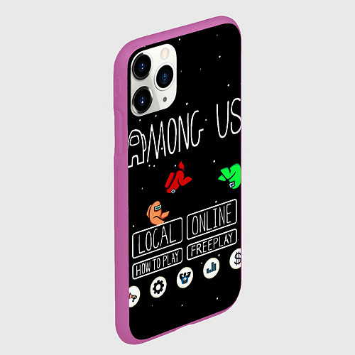 Чехол iPhone 11 Pro матовый Among Us Главное Меню / 3D-Фиолетовый – фото 2
