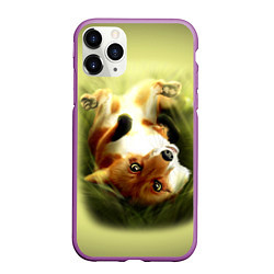 Чехол iPhone 11 Pro матовый Лиса на траве, цвет: 3D-фиолетовый