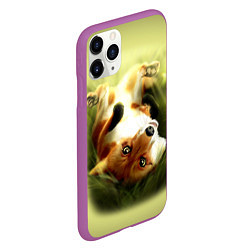 Чехол iPhone 11 Pro матовый Лиса на траве, цвет: 3D-фиолетовый — фото 2