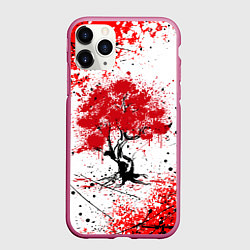 Чехол iPhone 11 Pro матовый САКУРА SAKURA ВИШНЯ, цвет: 3D-малиновый