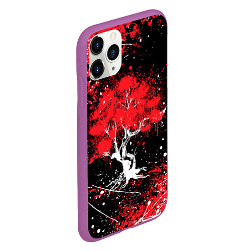 Чехол iPhone 11 Pro матовый САКУРА SAKURA ВИШНЯ / 3D-Фиолетовый – фото 2