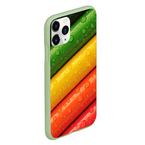 Чехол iPhone 11 Pro матовый Цветные линии / 3D-Салатовый – фото 2