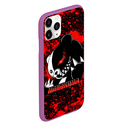 Чехол iPhone 11 Pro матовый MONOKUMA МОНОКУМА BLOOD / 3D-Фиолетовый – фото 2