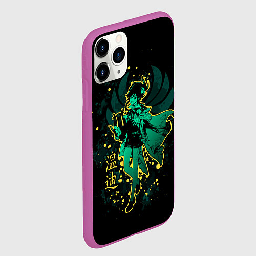 Чехол iPhone 11 Pro матовый GENSHIN IMPACT, ВЕНТИ / 3D-Фиолетовый – фото 2