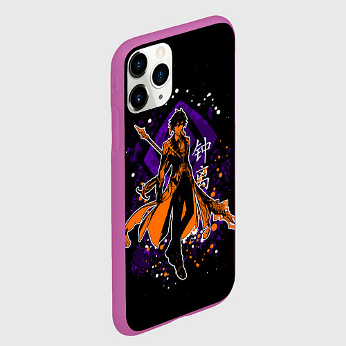 Чехол iPhone 11 Pro матовый GENSHIN IMPACT, ЧЖУН ЛИ / 3D-Фиолетовый – фото 2
