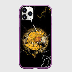 Чехол iPhone 11 Pro матовый ЗЕНИЦУ ZENITSU КЛИНОК РАССЕКАЮЩИЙ ДЕМОНОВ, цвет: 3D-фиолетовый