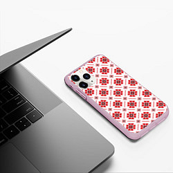 Чехол iPhone 11 Pro матовый Славянская одежда, цвет: 3D-розовый — фото 2
