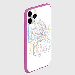 Чехол iPhone 11 Pro матовый Схема метро, МЦК, МЦД 2021, цвет: 3D-фиолетовый — фото 2
