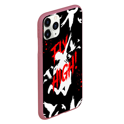 Чехол iPhone 11 Pro матовый HAIKYU ВОЛЕЙБОЛ / 3D-Малиновый – фото 2