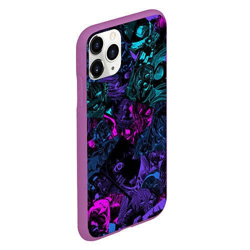 Чехол iPhone 11 Pro матовый Neon Ahegao / 3D-Фиолетовый – фото 2