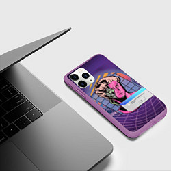 Чехол iPhone 11 Pro матовый Vaporwave Cyborg Statue, цвет: 3D-фиолетовый — фото 2