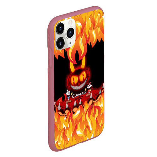 Чехол iPhone 11 Pro матовый CUPHEAD DEVIL / 3D-Малиновый – фото 2