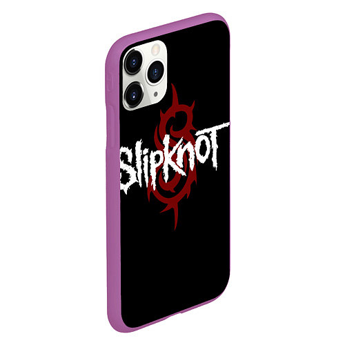 Чехол iPhone 11 Pro матовый Slipknot Надпись / 3D-Фиолетовый – фото 2