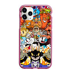 Чехол iPhone 11 Pro матовый CUPHEAD, цвет: 3D-малиновый