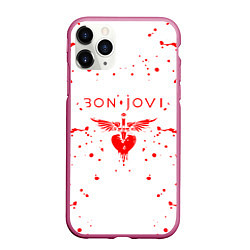 Чехол iPhone 11 Pro матовый Bon jovi, цвет: 3D-малиновый