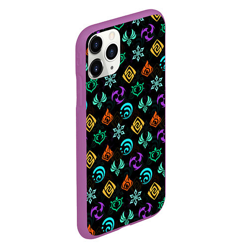Чехол iPhone 11 Pro матовый GENSHIN IMPACT ЭМБЛЕМЫ / 3D-Фиолетовый – фото 2