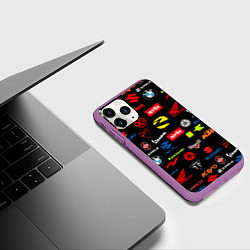 Чехол iPhone 11 Pro матовый Motorcycle pattern Мото паттерн Z, цвет: 3D-фиолетовый — фото 2