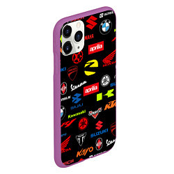Чехол iPhone 11 Pro матовый Motorcycle pattern Мото паттерн Z, цвет: 3D-фиолетовый — фото 2