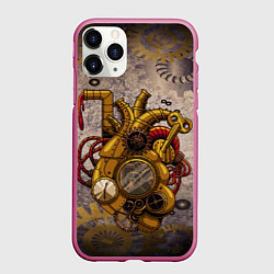 Чехол iPhone 11 Pro матовый Механическое сердце, цвет: 3D-малиновый