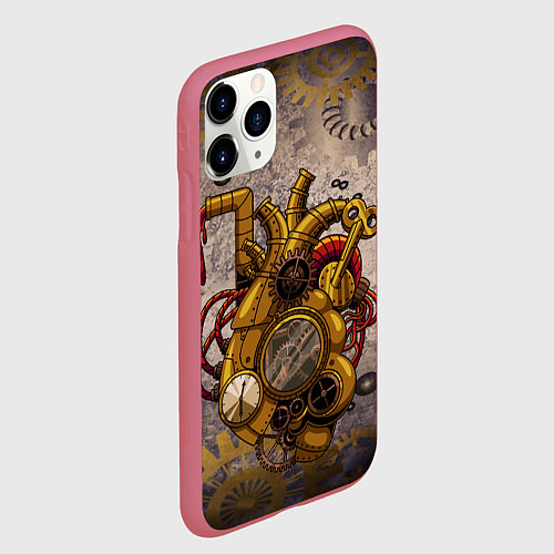 Чехол iPhone 11 Pro матовый Механическое сердце / 3D-Малиновый – фото 2