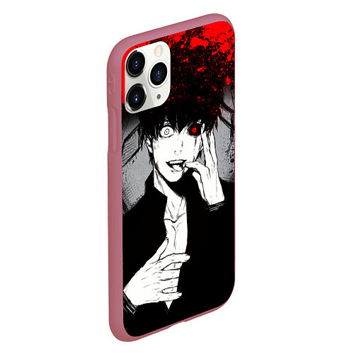 Чехол iPhone 11 Pro матовый ТОКИЙСКИЙ ГУЛЬ TOKYO GHOUL / 3D-Малиновый – фото 2