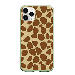 Чехол iPhone 11 Pro матовый Шкура жирафа, цвет: 3D-салатовый