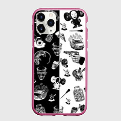 Чехол iPhone 11 Pro матовый КРОВОСТОК ТАТУИРОВКИ ЧБ, цвет: 3D-малиновый