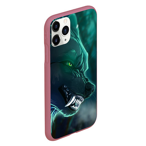 Чехол iPhone 11 Pro матовый ВОЛЧИЙ ОСКАЛ / 3D-Малиновый – фото 2