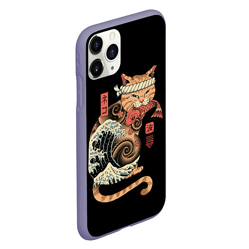 Чехол iPhone 11 Pro матовый Cat Wave / 3D-Серый – фото 2