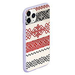 Чехол iPhone 11 Pro матовый Славянский узор красно-черный, цвет: 3D-светло-сиреневый — фото 2