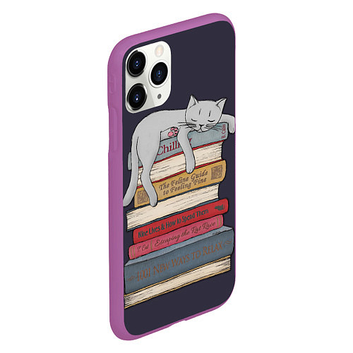 Чехол iPhone 11 Pro матовый Relax Cat / 3D-Фиолетовый – фото 2