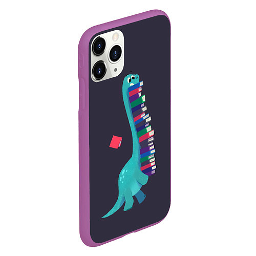 Чехол iPhone 11 Pro матовый Book Dinosaur / 3D-Фиолетовый – фото 2