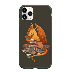 Чехол iPhone 11 Pro матовый Book Dragon, цвет: 3D-темно-зеленый