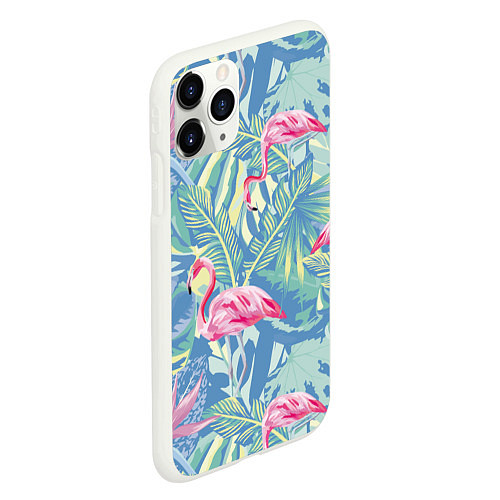 Чехол iPhone 11 Pro матовый Фламинго / 3D-Белый – фото 2