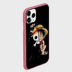 Чехол iPhone 11 Pro матовый ONE PIECE ЛУФФИ ЧЕРЕП СИМВОЛ, цвет: 3D-малиновый — фото 2