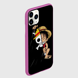 Чехол iPhone 11 Pro матовый ONE PIECE ЛУФФИ ЧЕРЕП СИМВОЛ, цвет: 3D-фиолетовый — фото 2
