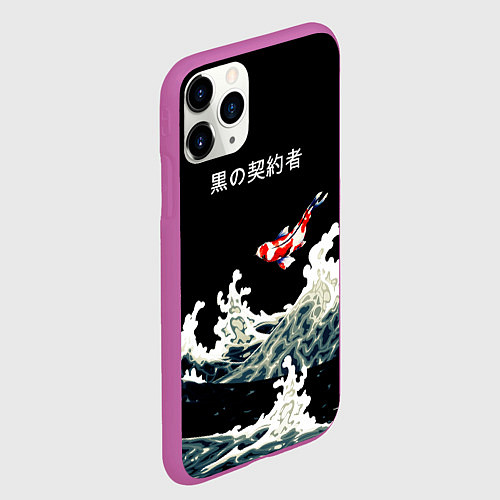 Чехол iPhone 11 Pro матовый Японский Стиль Карп Кои / 3D-Фиолетовый – фото 2