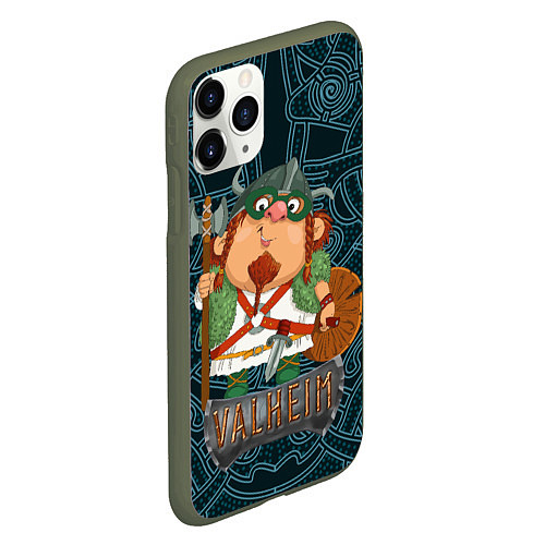 Чехол iPhone 11 Pro матовый Valheim веселый викинг / 3D-Темно-зеленый – фото 2