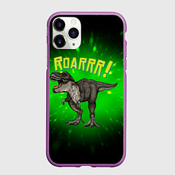Чехол iPhone 11 Pro матовый Roarrr! Динозавр T-rex, цвет: 3D-фиолетовый