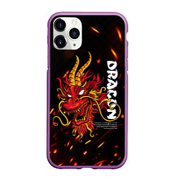 Чехол iPhone 11 Pro матовый Dragon Огненный дракон, цвет: 3D-фиолетовый