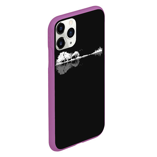 Чехол iPhone 11 Pro матовый Natural Guitar Reflection / 3D-Фиолетовый – фото 2