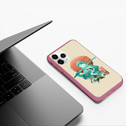 Чехол iPhone 11 Pro матовый Demon Slayer Tanjiro, цвет: 3D-малиновый — фото 2