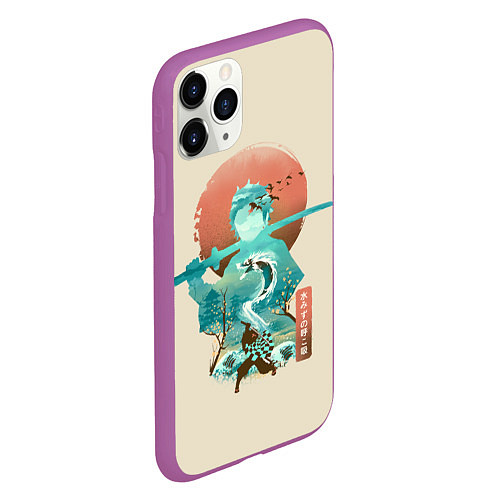 Чехол iPhone 11 Pro матовый Demon Slayer Tanjiro / 3D-Фиолетовый – фото 2