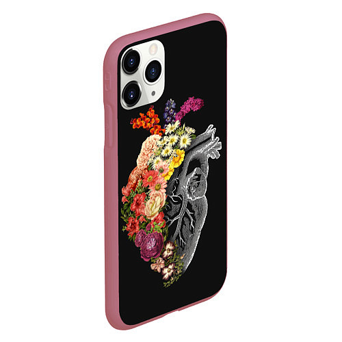 Чехол iPhone 11 Pro матовый Natural Heart Dual / 3D-Малиновый – фото 2