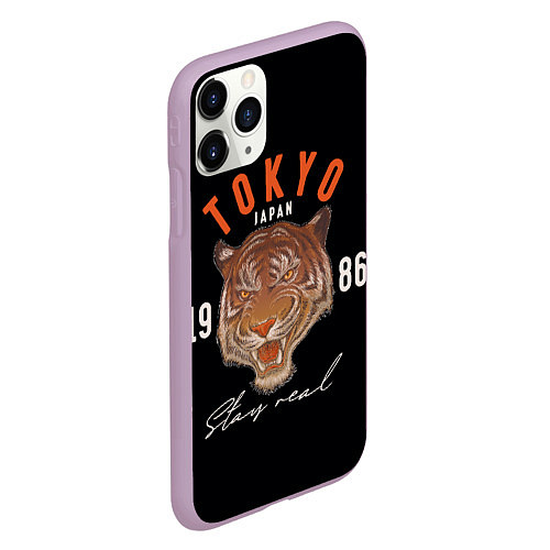 Чехол iPhone 11 Pro матовый Tokyo Tiger Japan / 3D-Сиреневый – фото 2