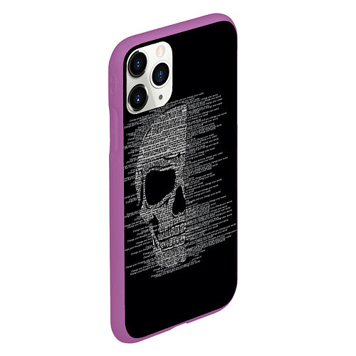 Чехол iPhone 11 Pro матовый Череп из текста / 3D-Фиолетовый – фото 2