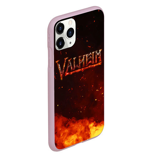 Чехол iPhone 11 Pro матовый Valheim огненный лого / 3D-Розовый – фото 2