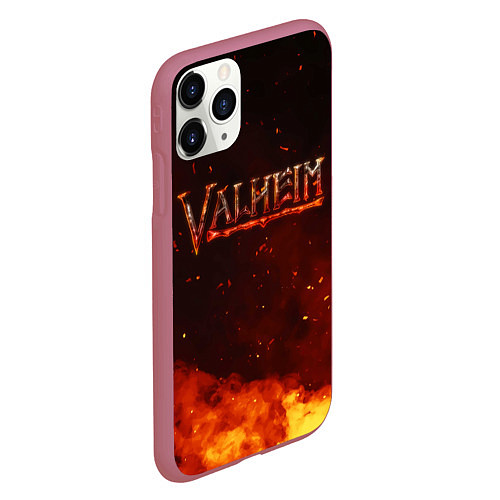 Чехол iPhone 11 Pro матовый Valheim огненный лого / 3D-Малиновый – фото 2