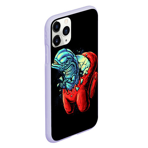 Чехол iPhone 11 Pro матовый Among Us Aliens / 3D-Светло-сиреневый – фото 2