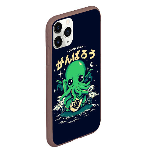 Чехол iPhone 11 Pro матовый Cthulhu Good Luck / 3D-Коричневый – фото 2